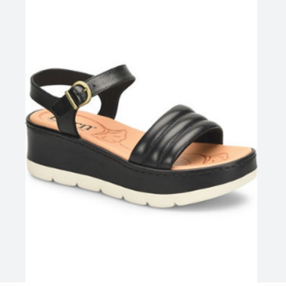 Born Women's Faro Leather Ankle Strap Platform Sandals Women's Size 11 Black
